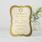 Invitation Star Juive Or Métallique De David Bar Mitzvah (Debout devant)