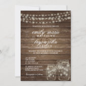 Invitation Star Light Mason Jar sur Rustic Wood Mariage (Devant)