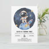 Invitation Star moderne Astronaut cosmique garçon Anniversair (Debout devant)