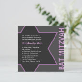 Invitation Star moderne de David Bat mitzvah - gris et rose (Debout devant)