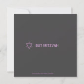 Invitation Star moderne de David Bat mitzvah - gris et rose (Dos)