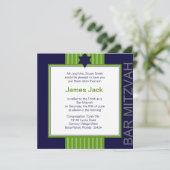 Invitation Star of David Bar Mitzvah - ruban vert et bleu (Debout devant)