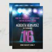 Invitation Star Purple Sweet 16 (Devant / Derrière)