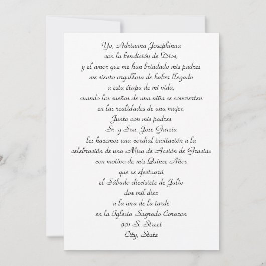 Invitation Star Quince (Dos)