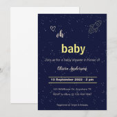 Invitation Star Rocket sort de ce Baby shower mondial (Devant / Derrière)