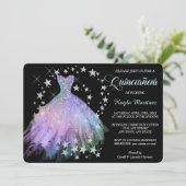 Invitation Star Shimmer Lavender Blue Quinceanera (Debout devant)