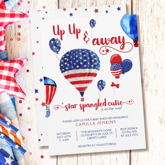 Invitation Star Spangled Cutie Up and Away Baby shower