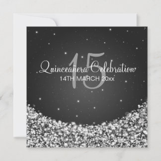 Invitation Star Sparkle Black de la fête des célébrations de