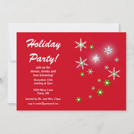 Invitation Star Sparkle Red Holiday Party (Devant)