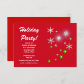 Invitation Star Sparkle Red Holiday Party (Devant / Derrière)