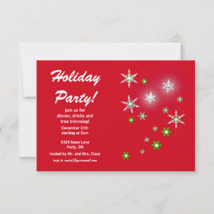 Invitation Star Sparkle Red Holiday Party