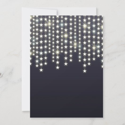 Invitation Star String Lights Dark Blue Mariage (Dos)