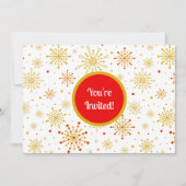 Invitation Starburst rétro atomique mi-siècle Mood Rouge & Or (Devant)