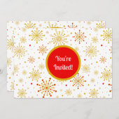 Invitation Starburst rétro atomique mi-siècle Mood Rouge & Or (Devant / Derrière)