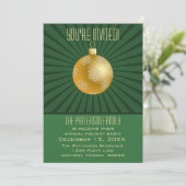 Invitation Starburst Stripes Orament Party, Vert et Or (Debout devant)
