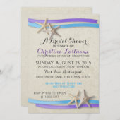 Invitation Starfish and Ribbon Purple and Blue Fête des marié (Devant / Derrière)