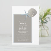 Invitation Starfish and Sand Dollar - Mariage plage (Debout devant)