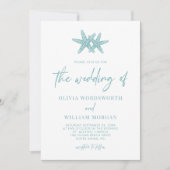 Invitation Starfish Beach Mariage bleu marine (Devant)