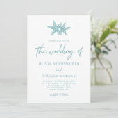 Invitation Starfish Beach Mariage bleu marine (Debout devant)