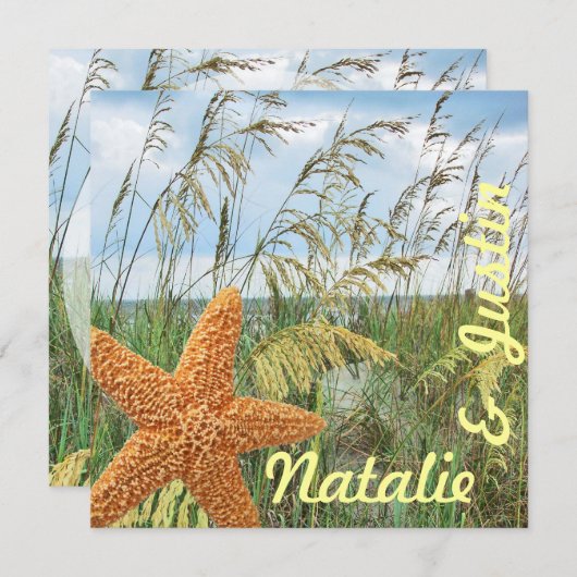 Invitation Starfish Beach Mariage Douche (Devant / Derrière)