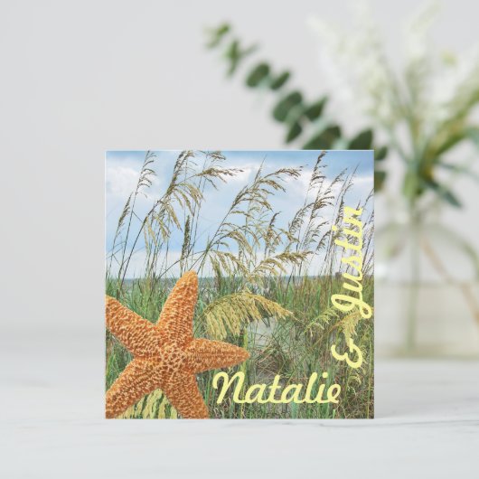 Invitation Starfish Beach Mariage Douche (Debout devant)