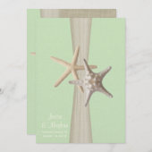 Invitation Starfish Beach Mariage Vert clair (Devant / Derrière)