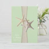 Invitation Starfish Beach Mariage Vert clair (Debout devant)