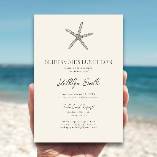 Invitation Starfish Beach Ocean Bridesmaiers déjeuner