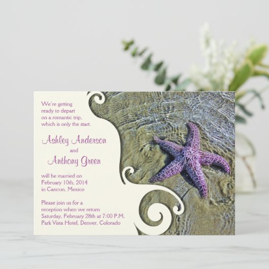 Invitation Starfish Beach Réception de mariage après la cérém (Debout devant)