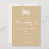 Invitation Starfish Beach Sand Beige Script Mariage (Devant)