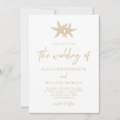 Invitation Starfish Beach Script Mariage de sable beige (Devant)