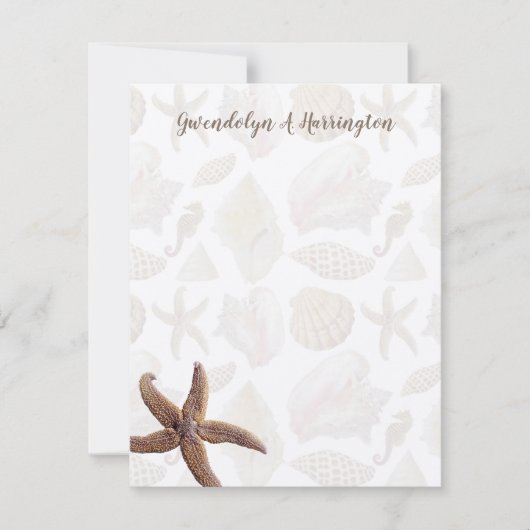 Invitation Starfish Beach Shells Blank Notes personnalisées (Devant)