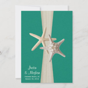 Invitation Starfish Beach Wedding Ocean Green