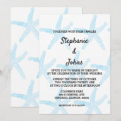 Invitation Starfish Blue Motif White Beach Mariage nautique (Devant / Derrière)