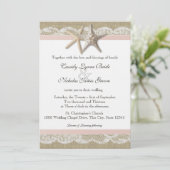 Invitation Starfish Blush Country Dentelle et Burlap Mariage (Debout devant)