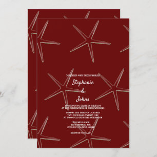 Invitation Starfish Burgundy Red Beach Destination Mariage
