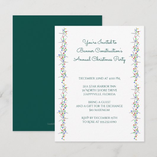 Invitation Starfish Chaîne de lumières Bordure fête de Noël (Devant / Derrière)