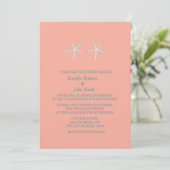 Invitation Starfish Coral Orange Mariage nautique Kraft (Debout devant)