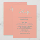 Invitation Starfish Coral Orange Mariage nautique Kraft (Devant / Derrière)