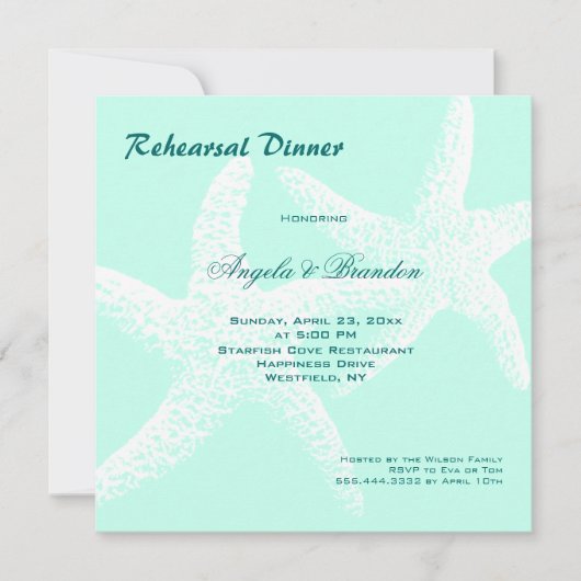 Invitation Starfish Couple Beach - Repas de Mariage (Devant)