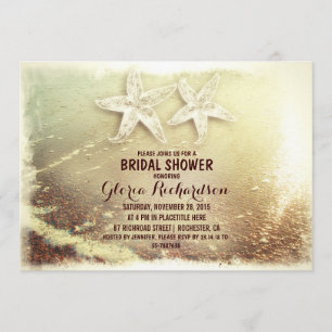 Invitation Starfish couple & mousse de mer plage douche nupti