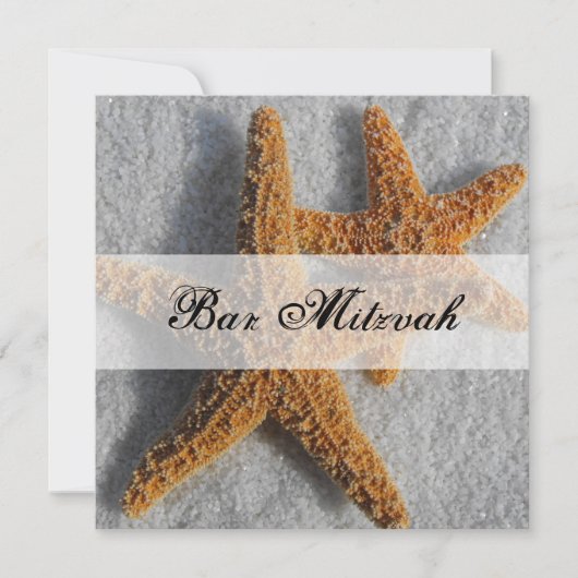 Invitation Starfish dans le Sand Beach Bar Mitzvah (Devant)