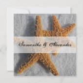 Invitation Starfish Duo dans le sable, Carré de mariage sur l (Dos)
