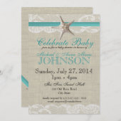 Invitation Starfish et Baby shower de dentelle (Devant / Derrière)