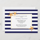 Invitation Starfish et rayures plage mariage nuptiale douche (Devant)