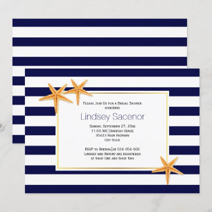 Invitation Starfish et rayures plage mariage nuptiale douche