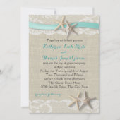 Invitation Starfish et Ribbon Beach Aqua (Devant)