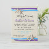 Invitation Starfish et ruban violet et Fête des mariées bleue (Debout devant)