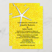 Invitation Starfish Gold Jaune Parties scintillant Plage Mari (Devant / Derrière)
