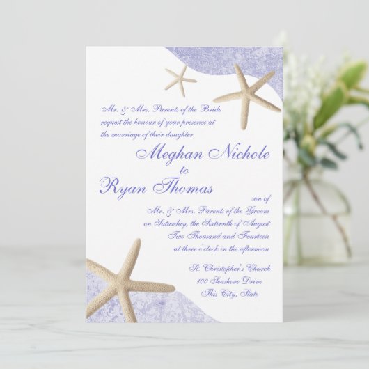 Invitation Starfish Mariage pourpre (Debout devant)